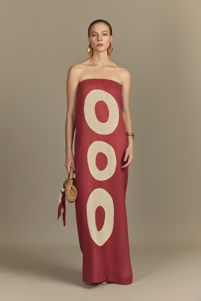 Strapless Dress Bordeaux Bubbles