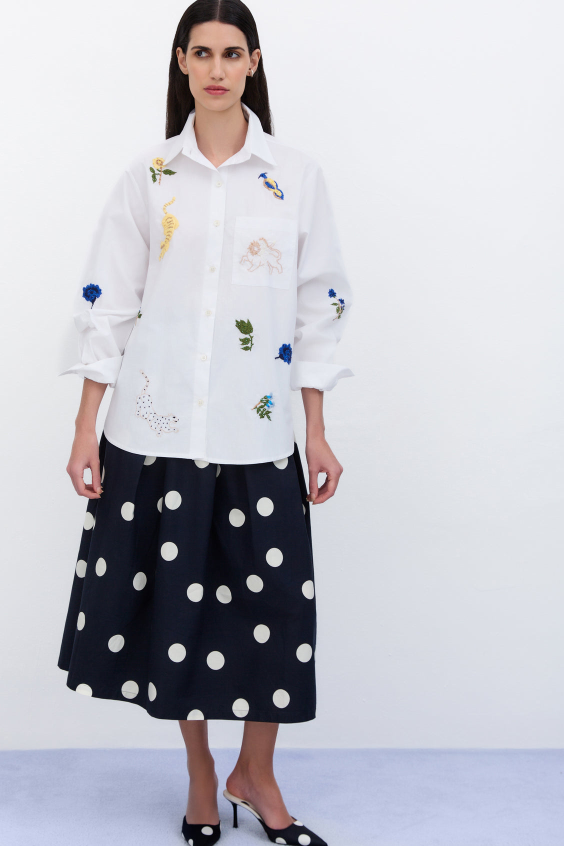 Felino Hand-Embroidered Oversized Shirt