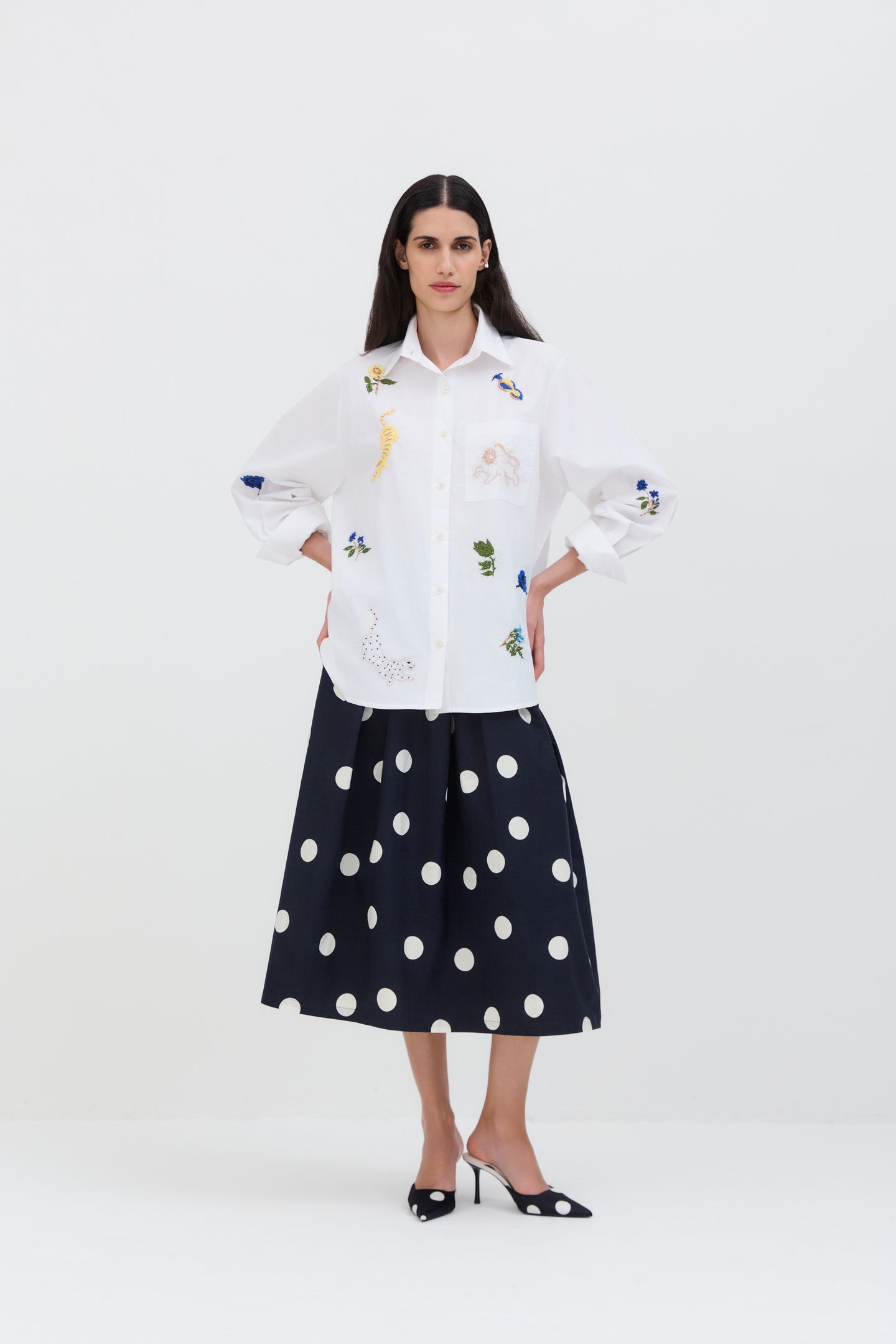 Felino Hand-Embroidered Oversized Shirt