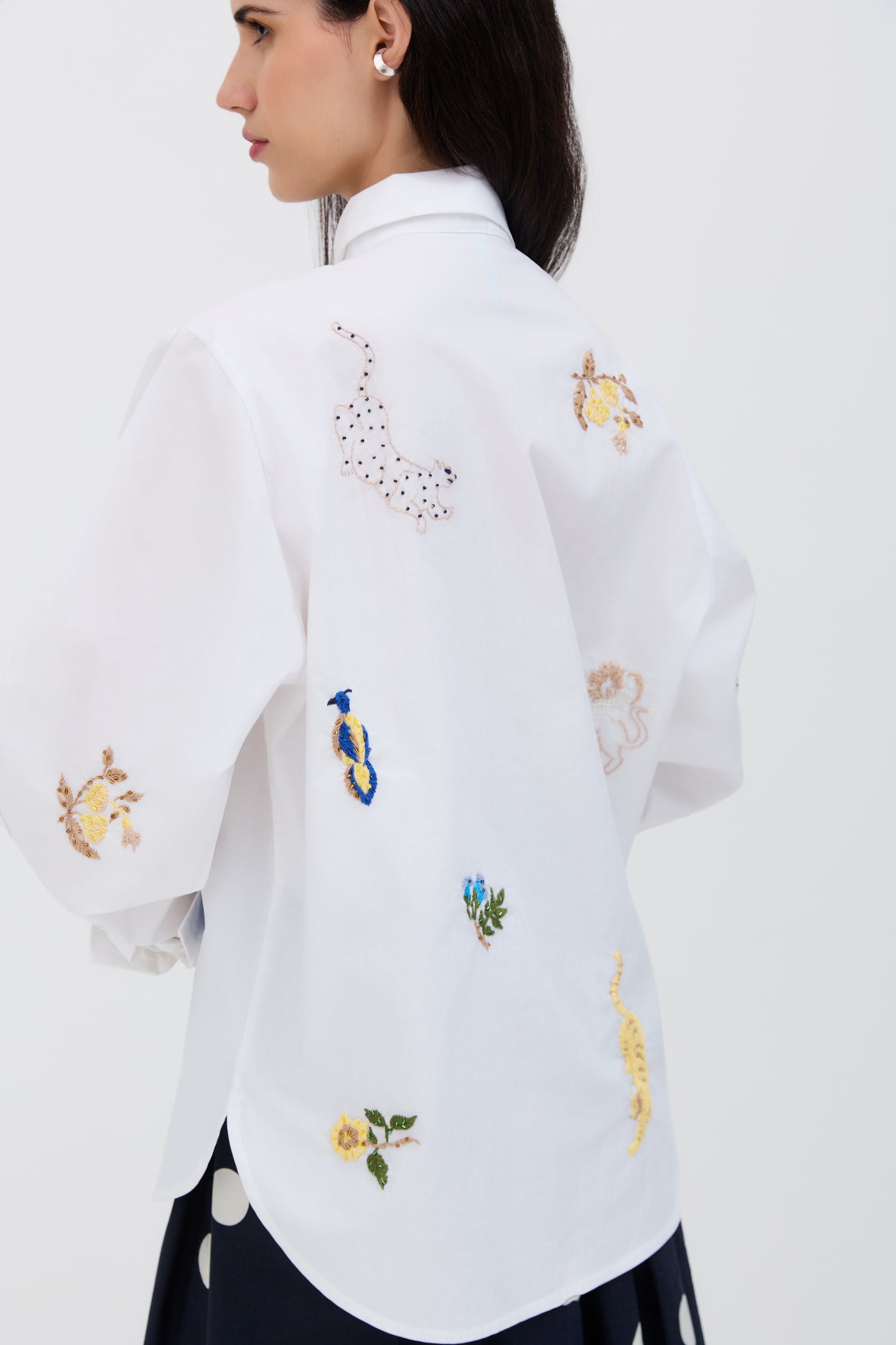 Felino Hand-Embroidered Oversized Shirt