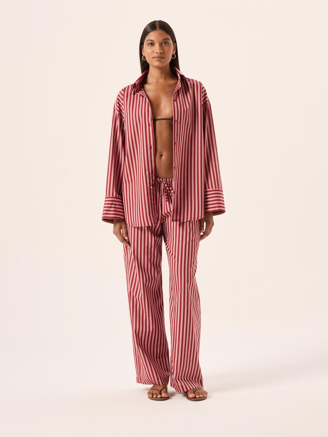 Bisous Stripe Cotton Straight Pants