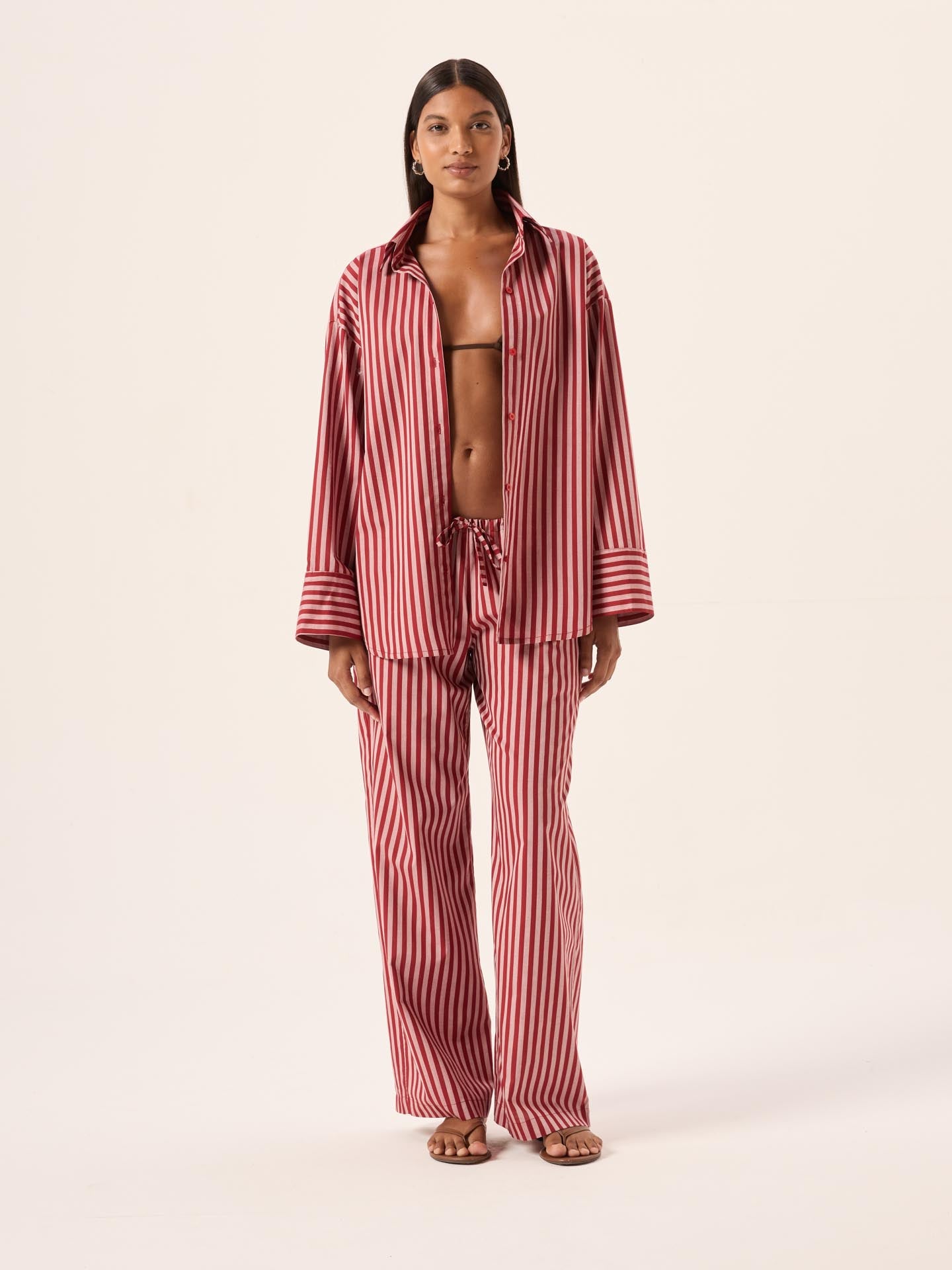 Bisous Stripe Cotton Straight Pants