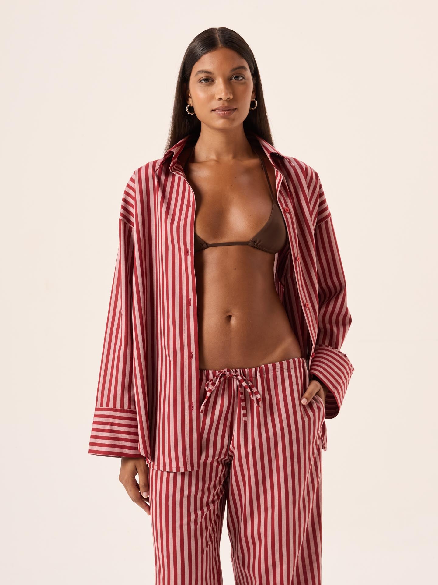 Bisous Stripe Cotton Straight Pants