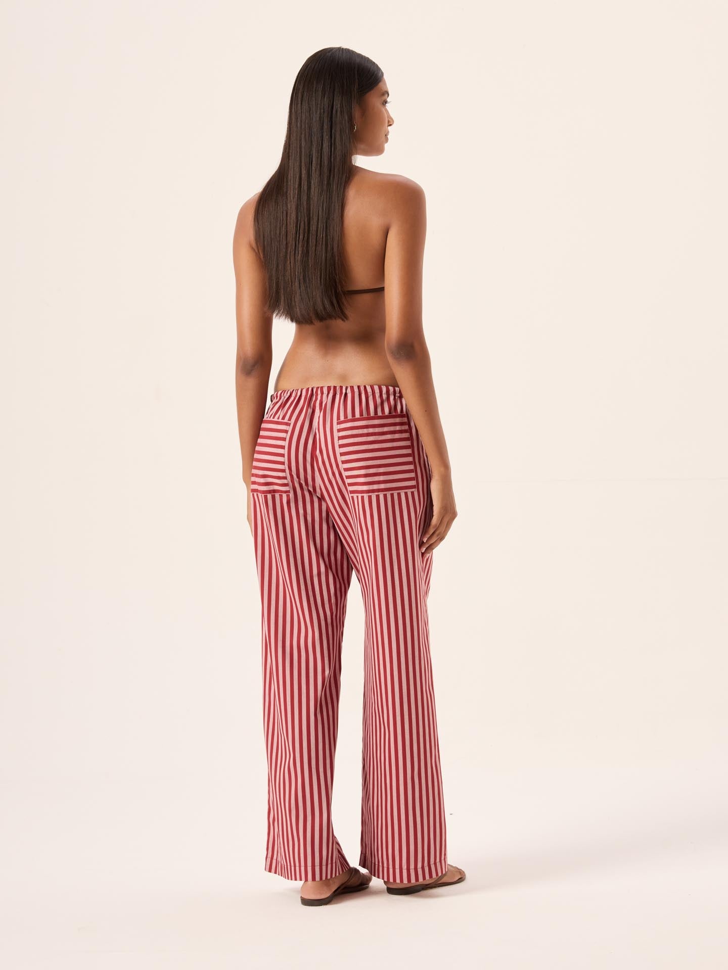 Bisous Stripe Cotton Straight Pants
