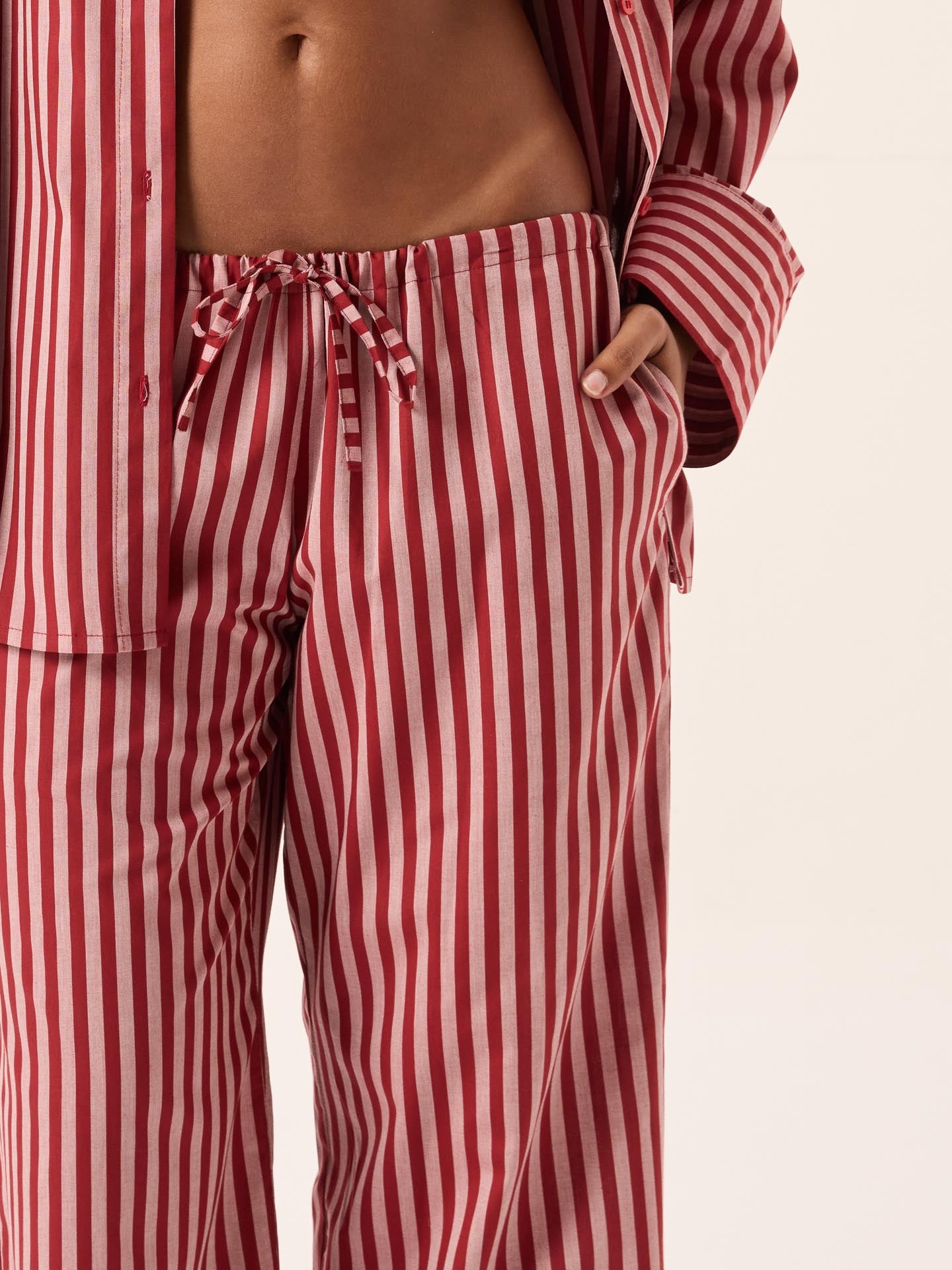 Bisous Stripe Cotton Straight Pants