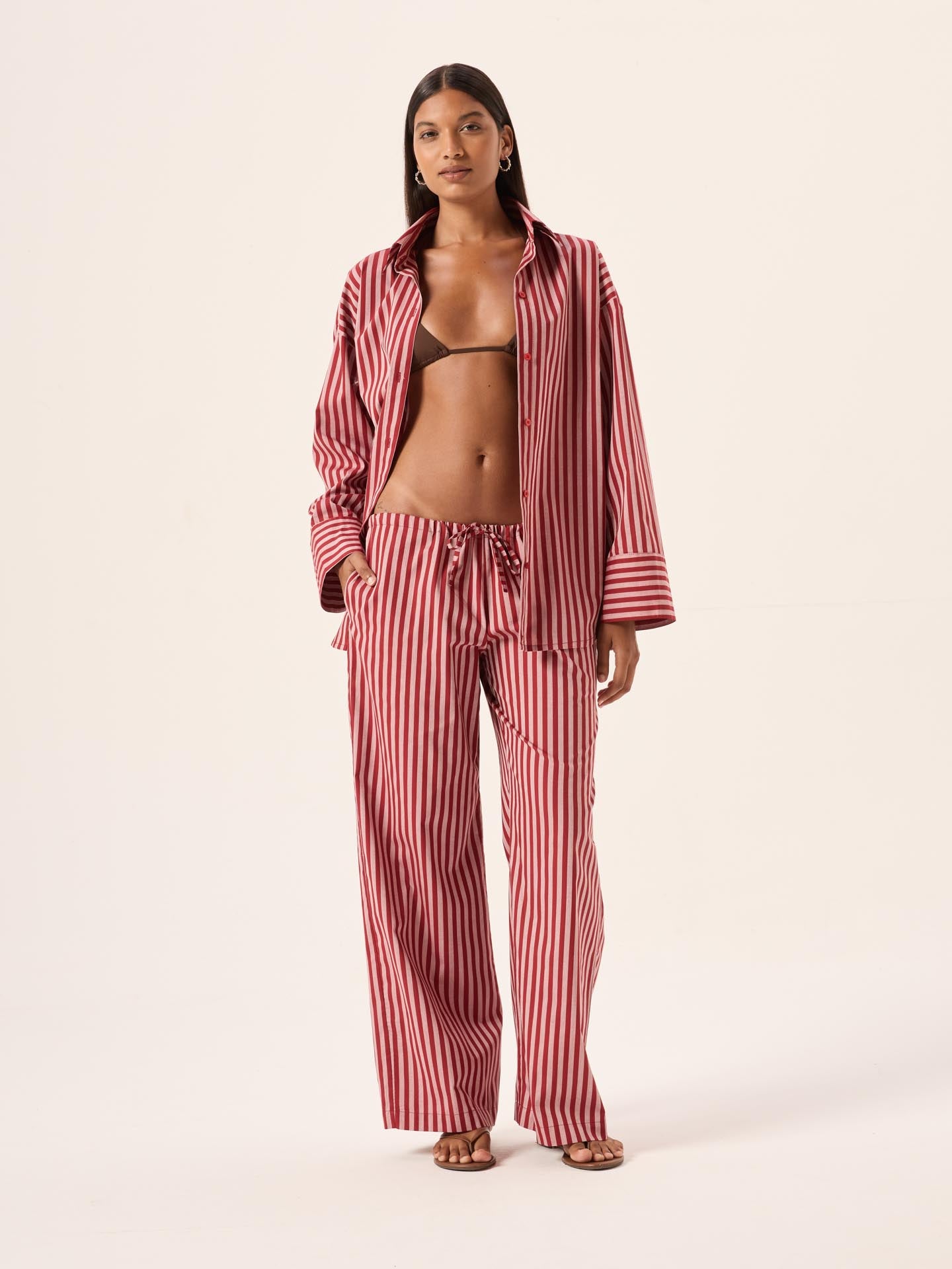 Bisous Stripe Cotton Straight Pants