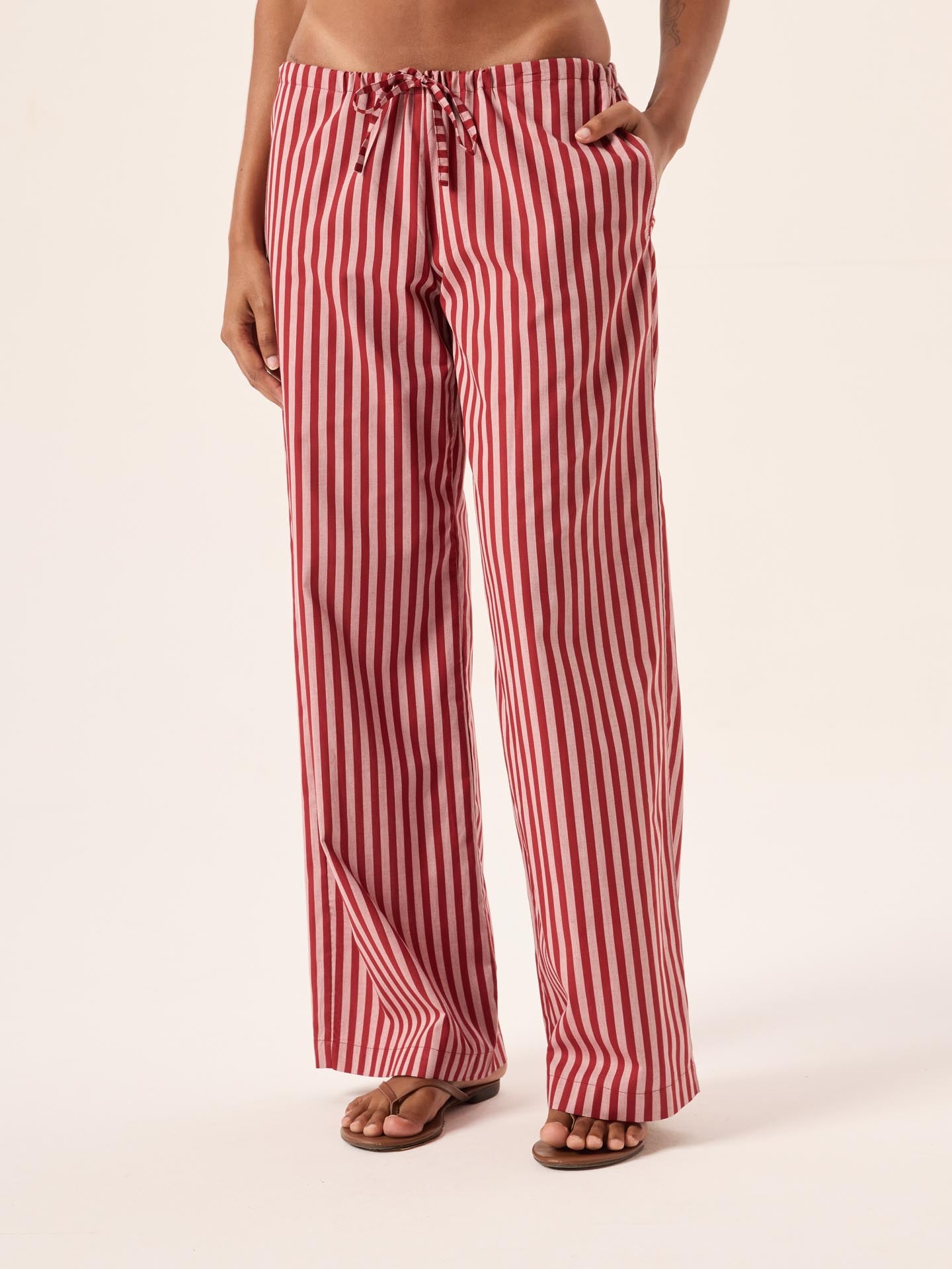 Bisous Stripe Cotton Straight Pants