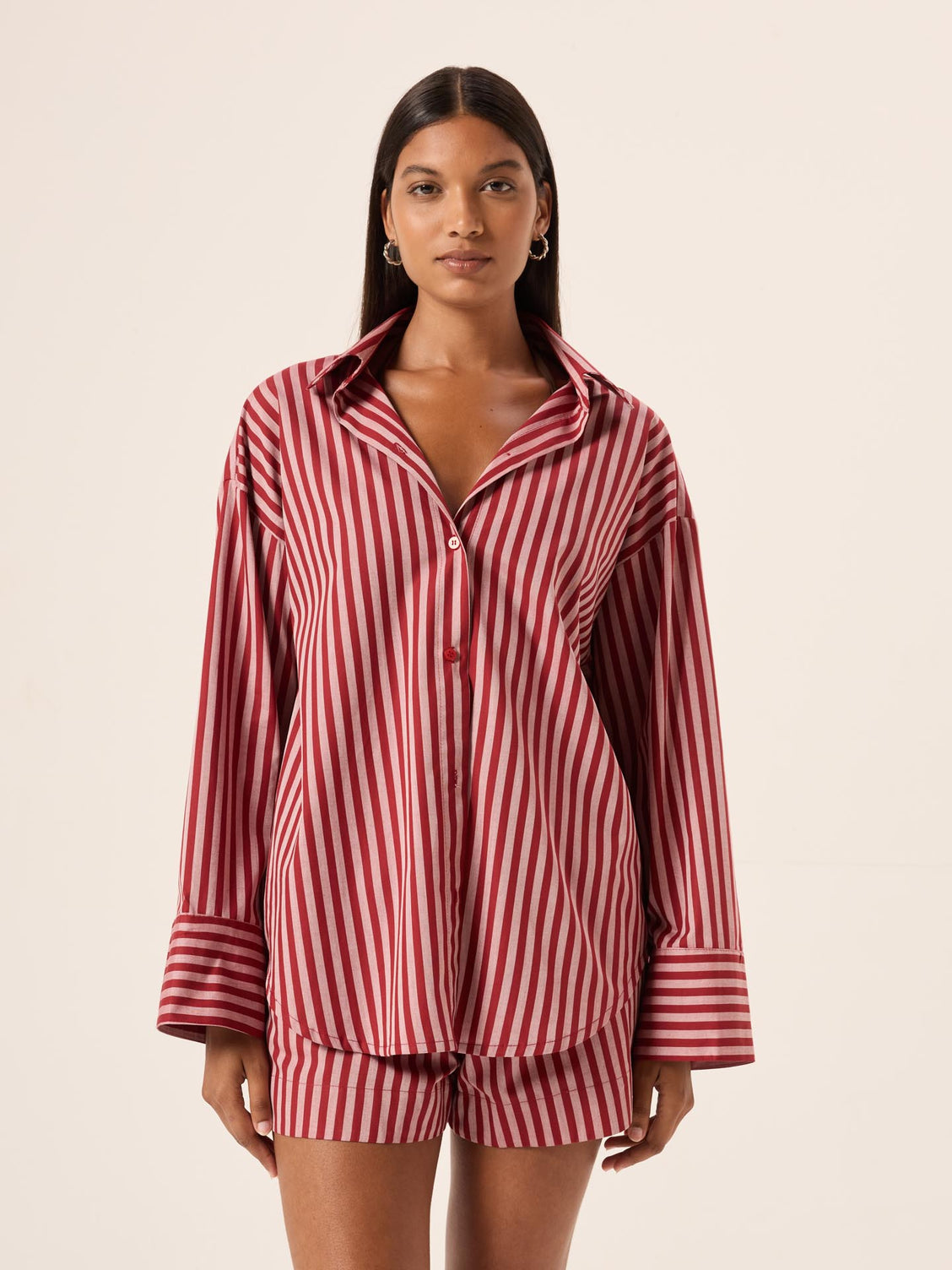 Bisous Stripe Oversized Cotton Shirt