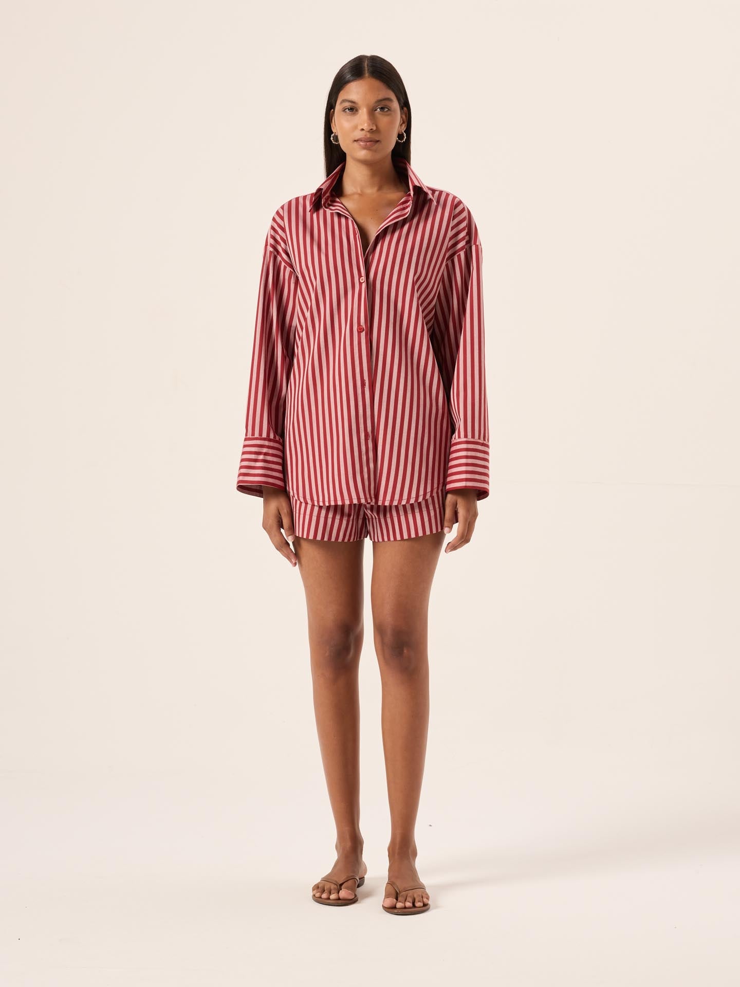 Bisous Stripe Oversized Cotton Shirt