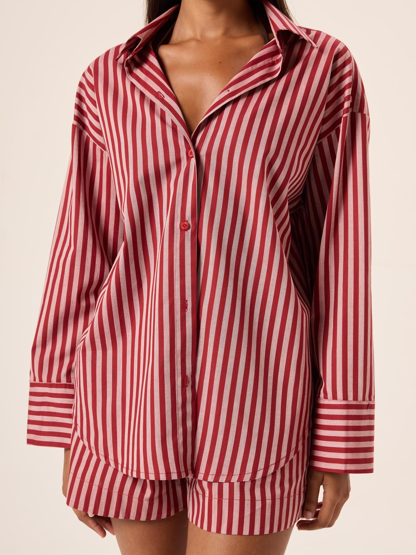 Bisous Stripe Oversized Cotton Shirt