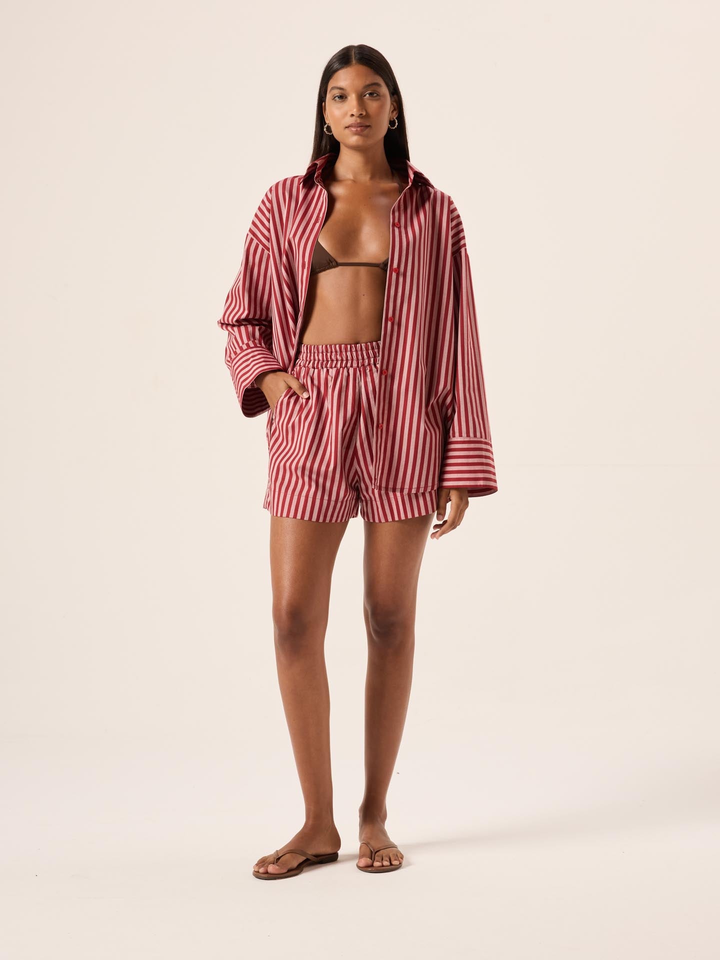 Bisous Stripe Oversized Cotton Shirt