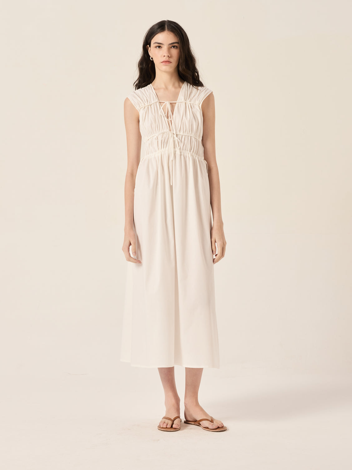 Miranda White Cotton Midi Dress
