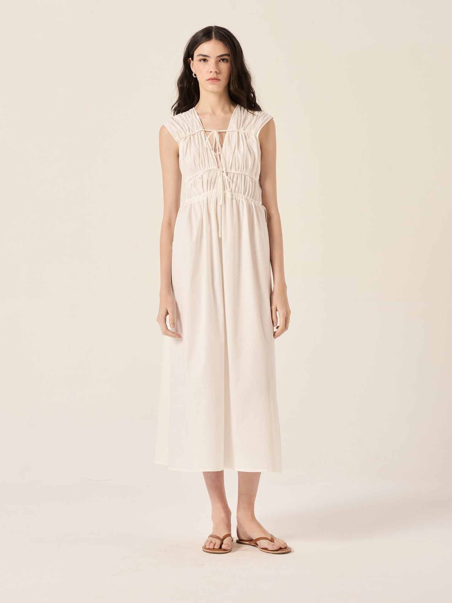 Miranda White Cotton Midi Dress