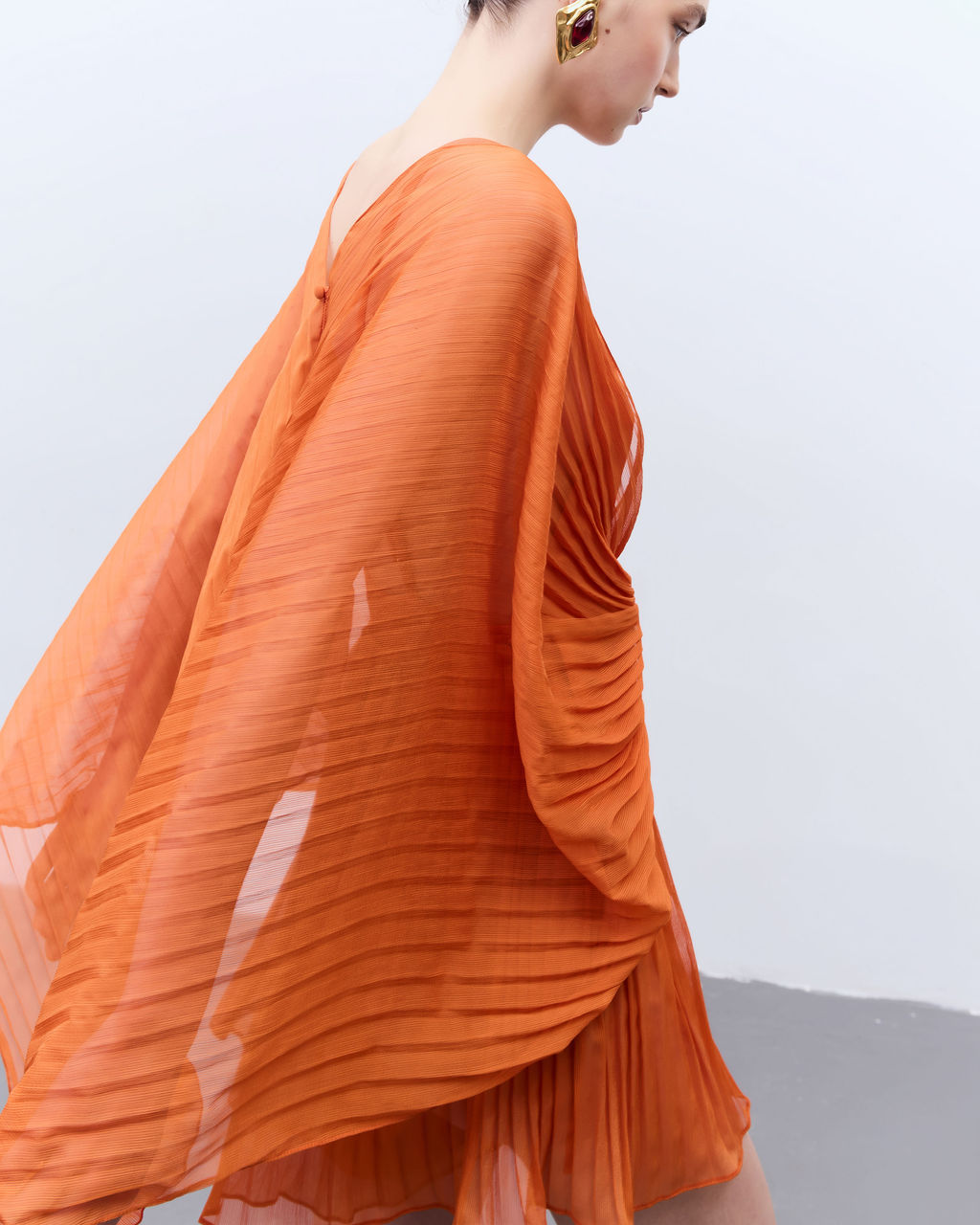 Frevo Orange Plissé Bodysuit