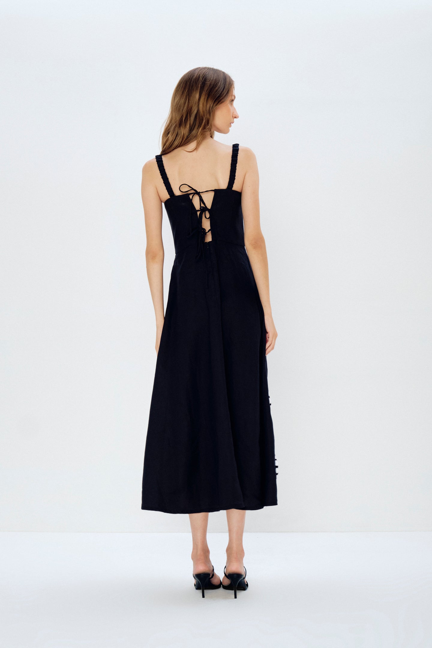 Rotas Black Bustier Midi Dress