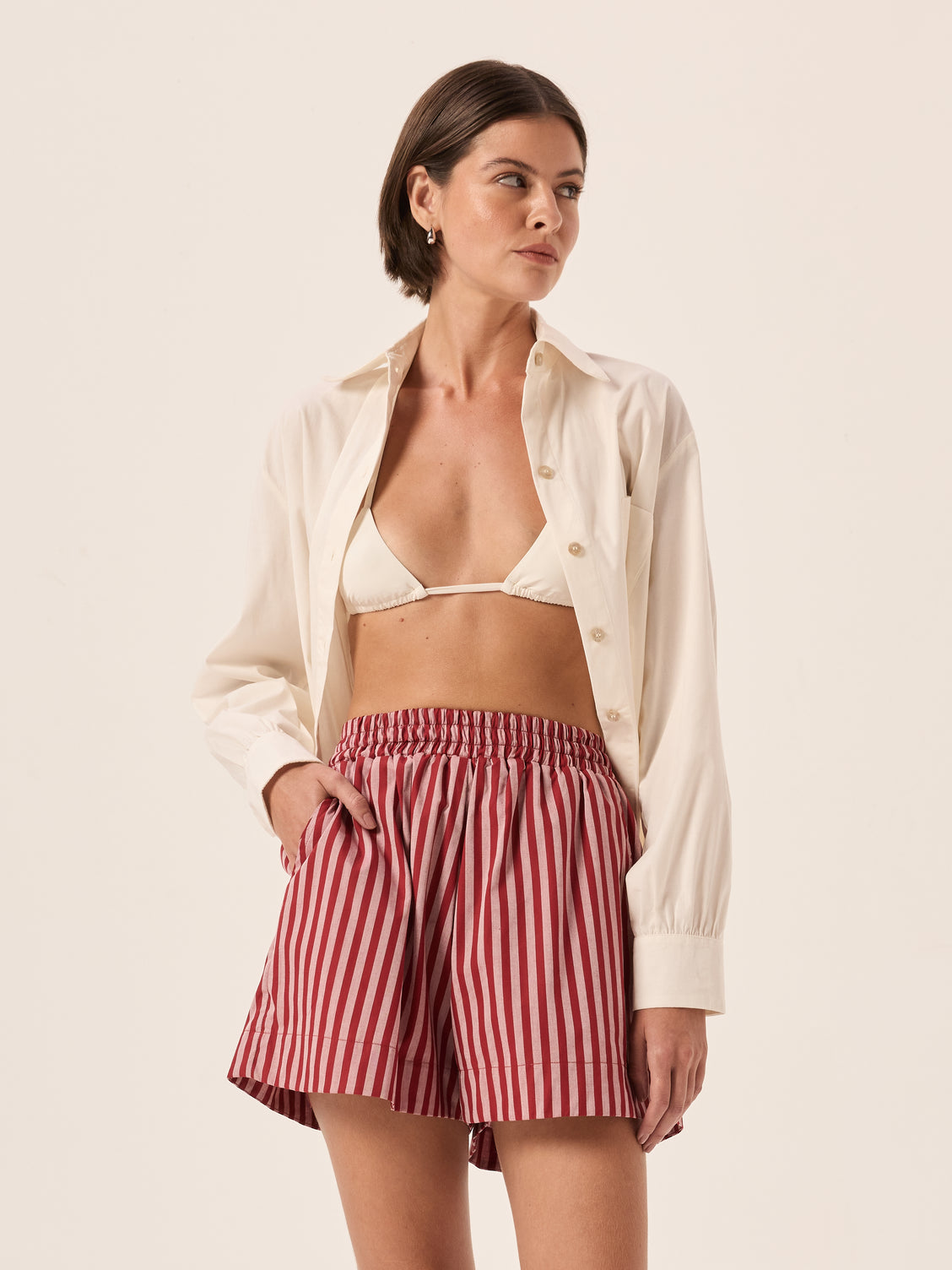 Bisous Stripe Cotton Shorts