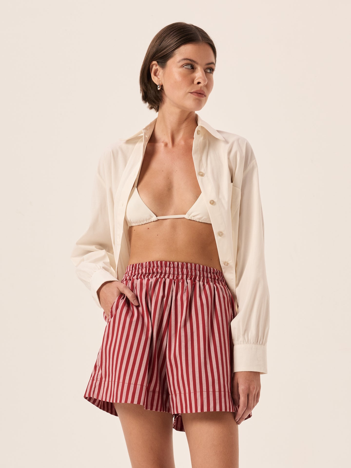 Bisous Stripe Cotton Shorts