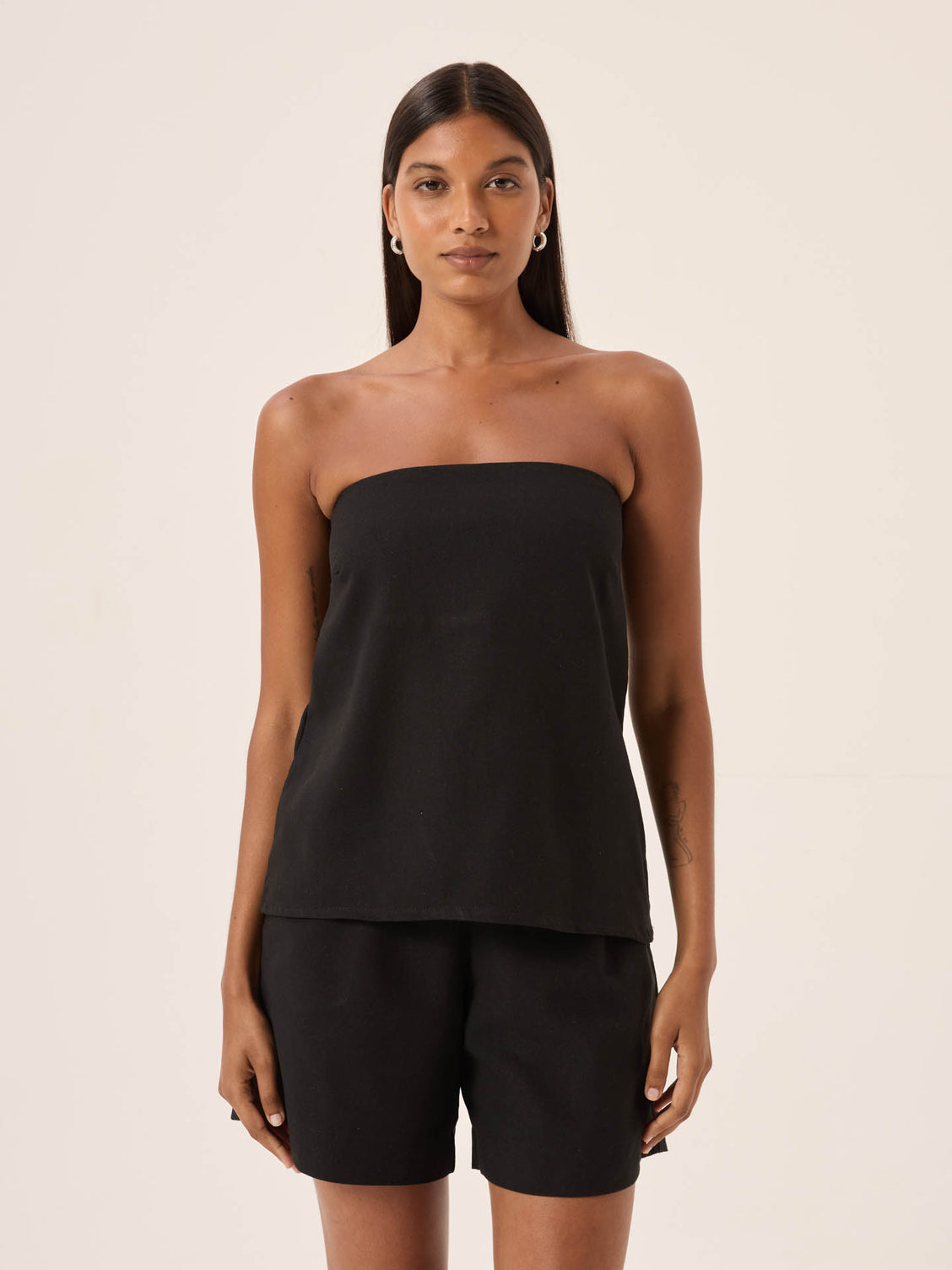 Georgia Black Linen Tube Top