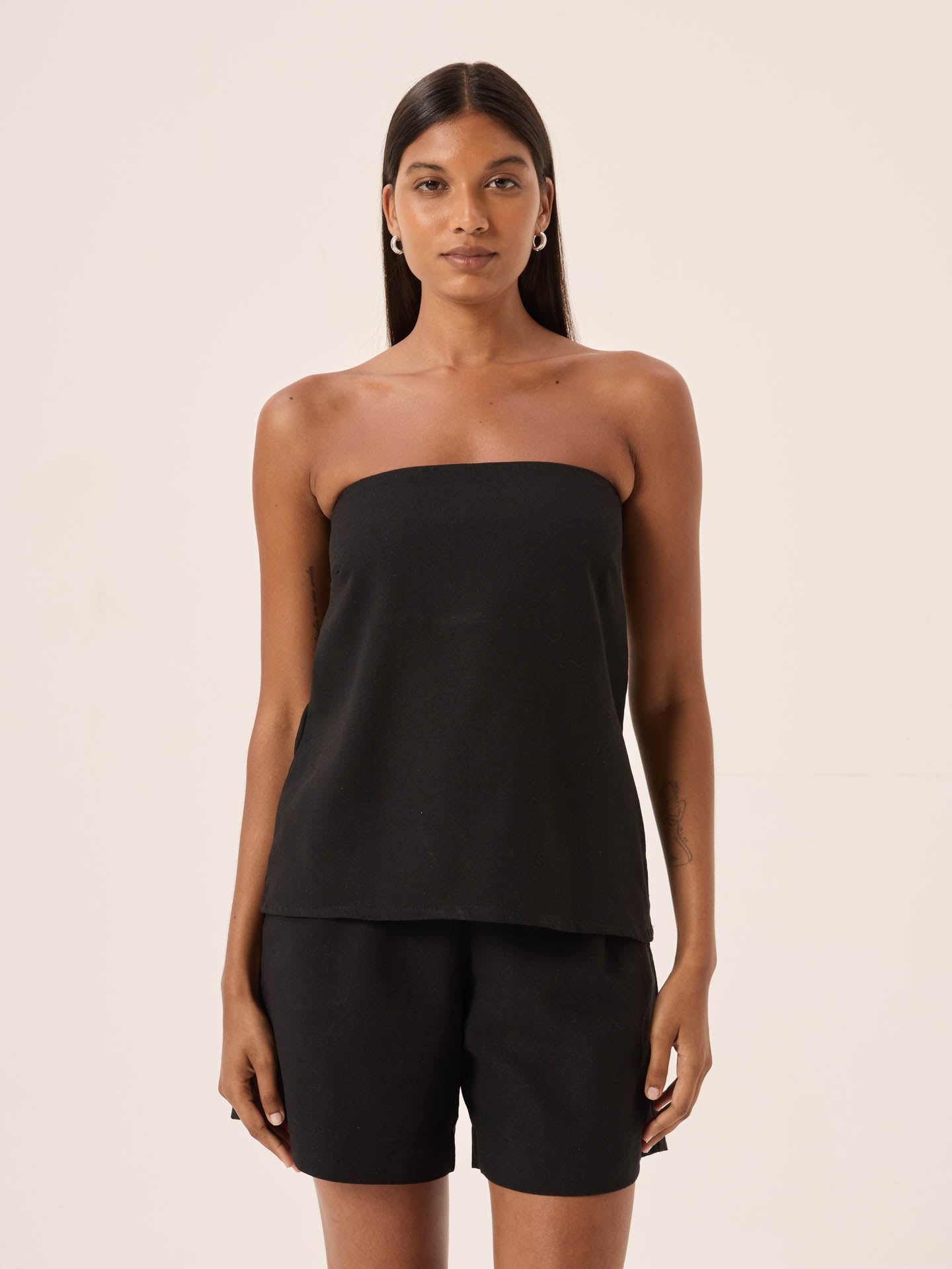 Georgia Black Linen Tube Top