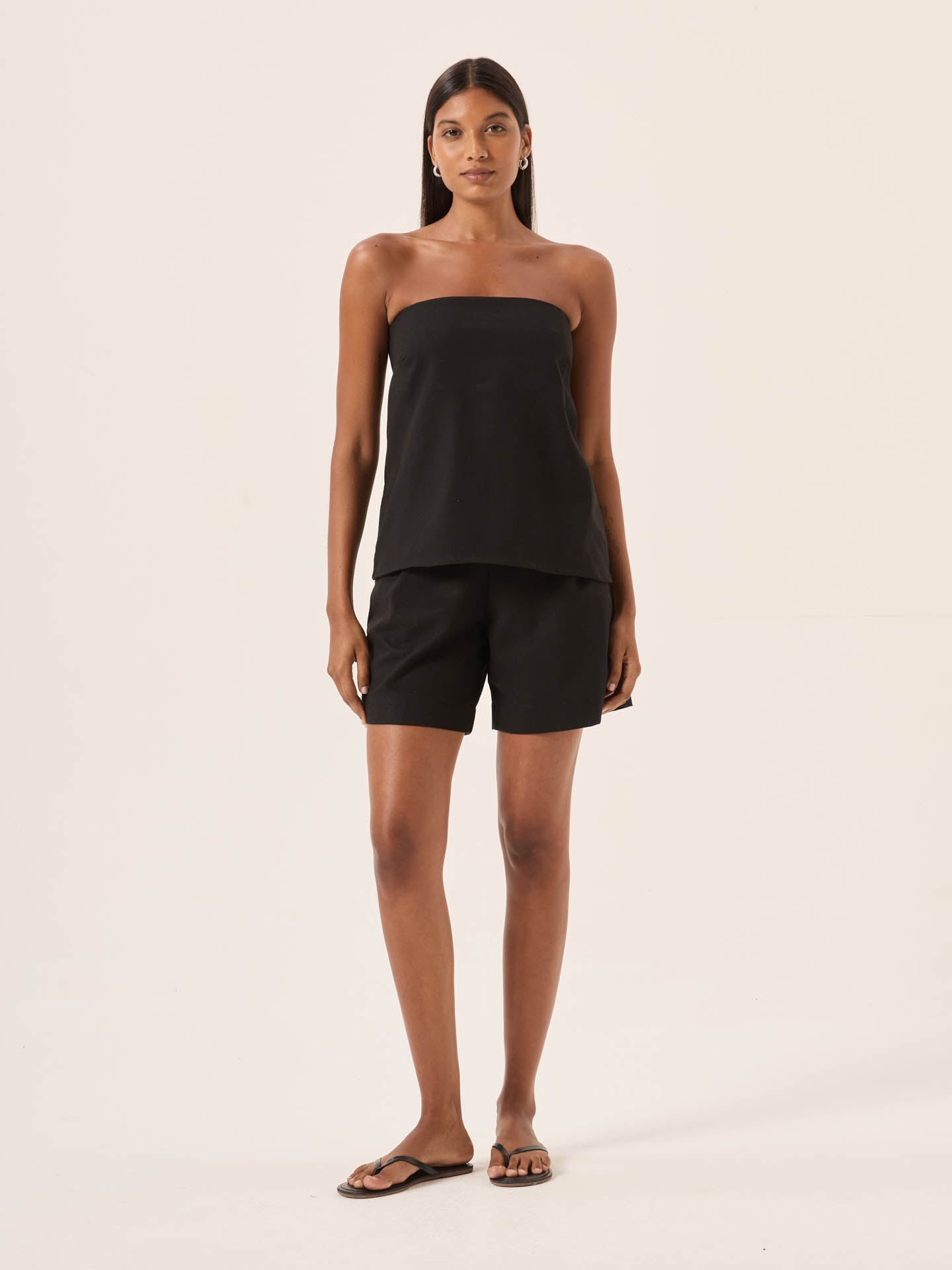 Georgia Black Linen Tube Top