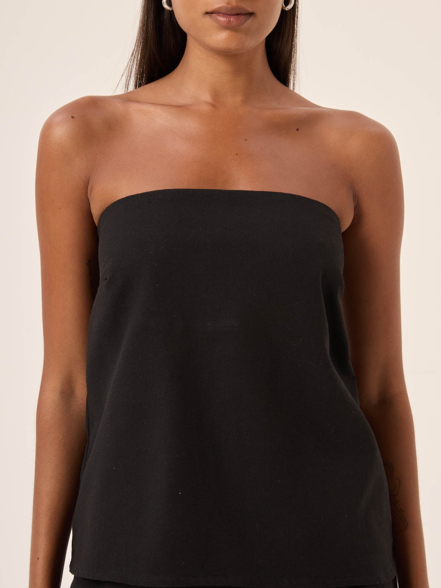 Georgia Black Linen Tube Top