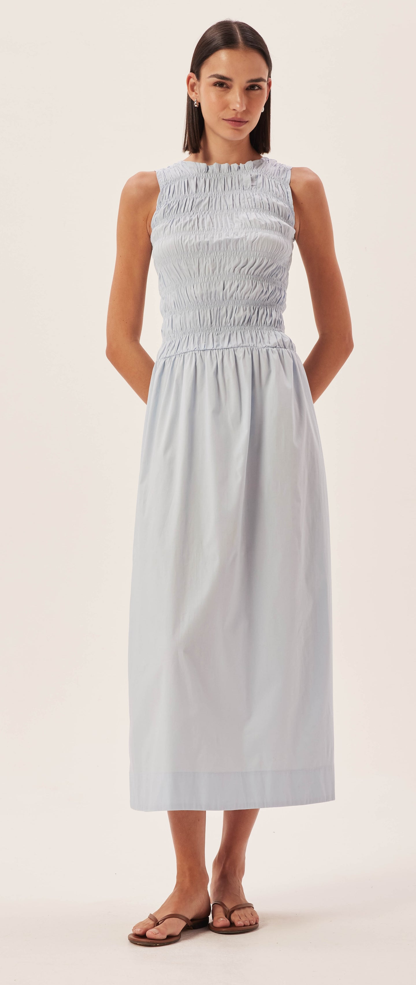 Sky Blue High Neck Elastic Dress