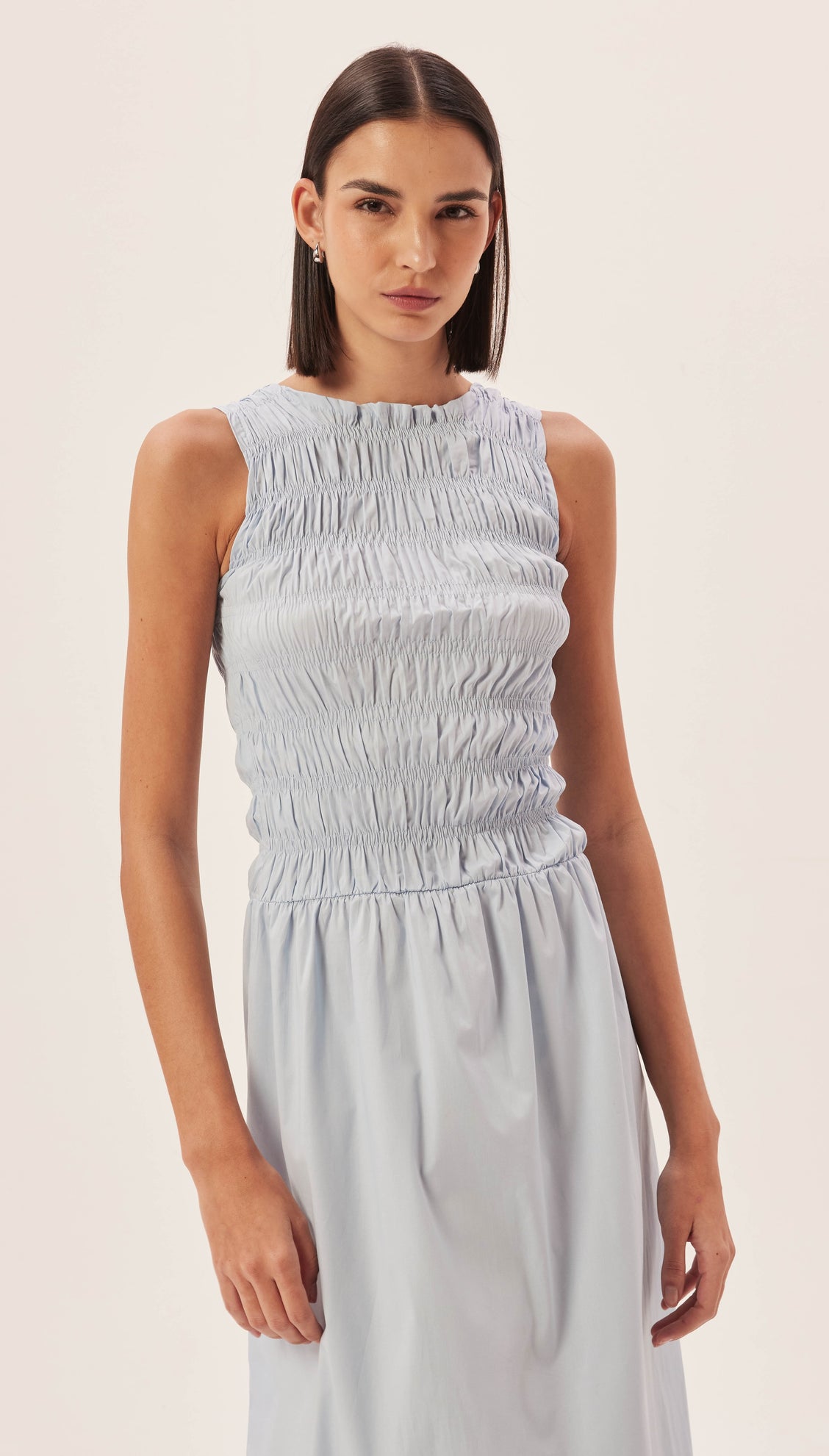 Sky Blue High Neck Elastic Dress