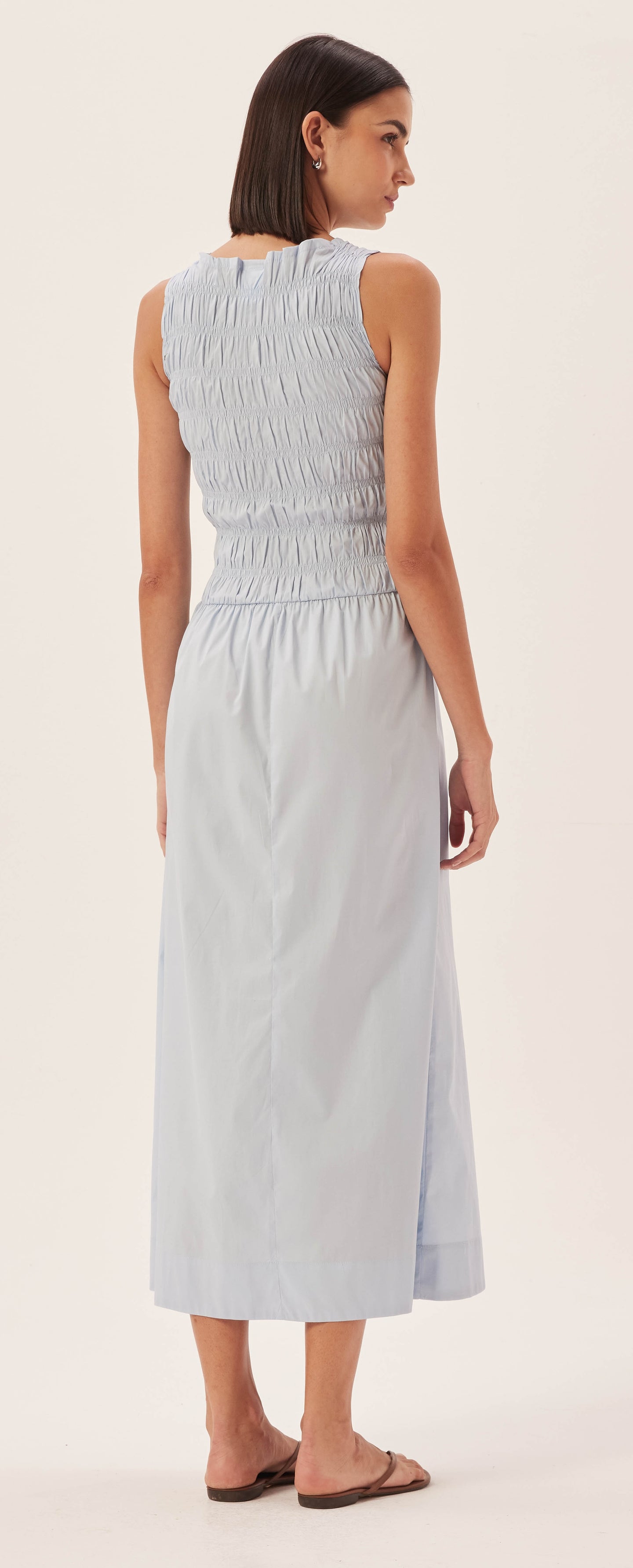 Sky Blue High Neck Elastic Dress