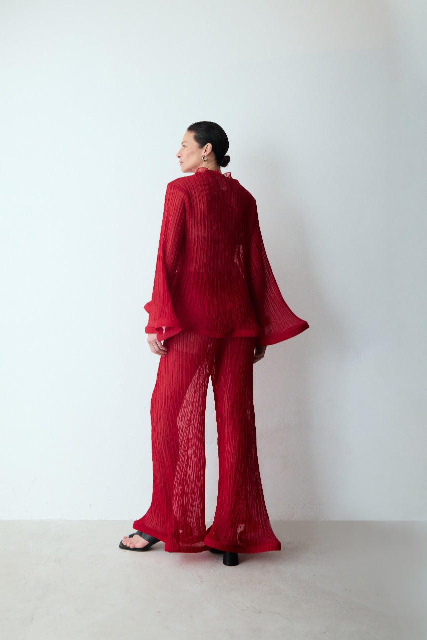 Veggie Red Plissé Pants