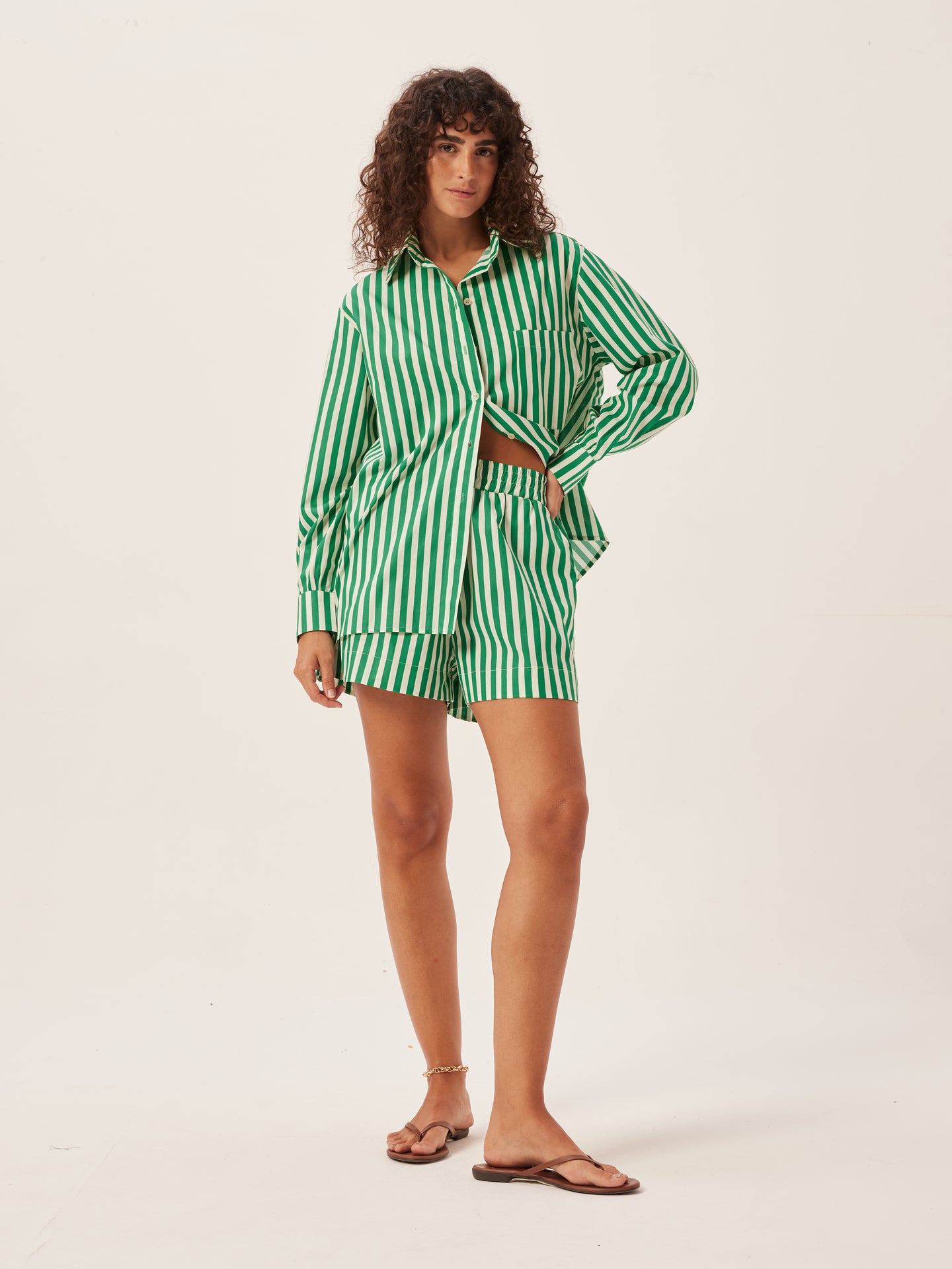 Green Striped Cotton Shirt