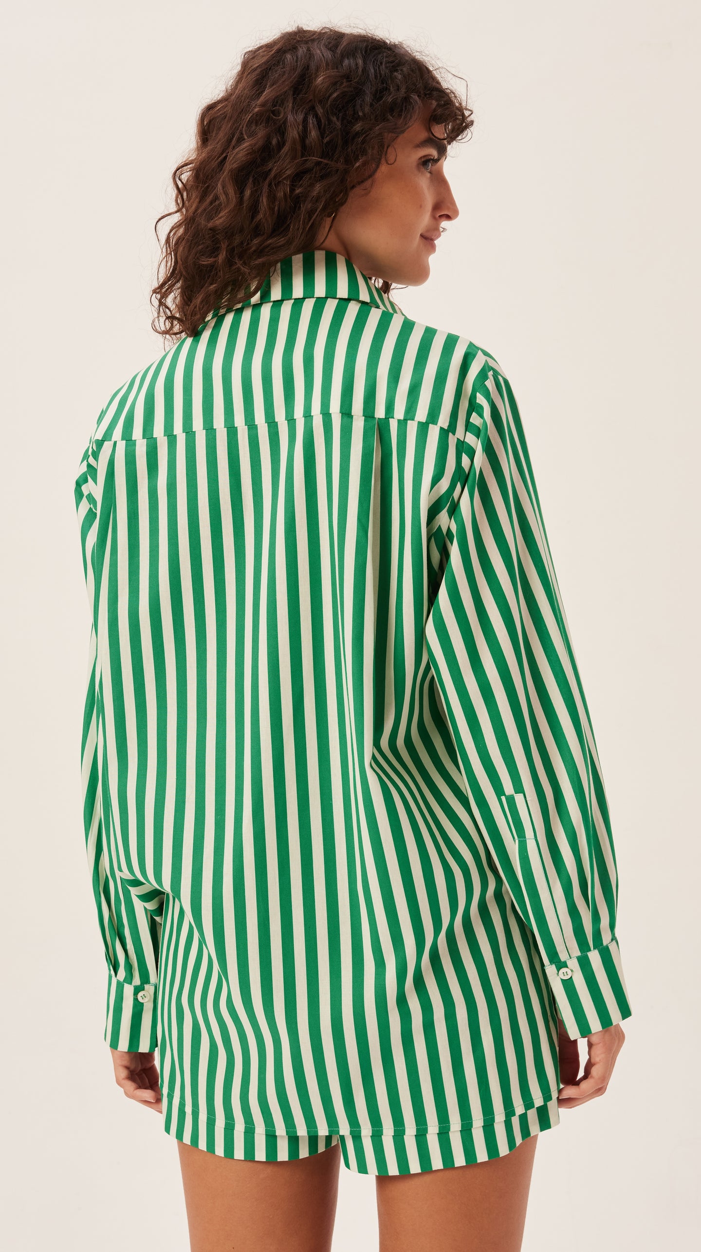 Green Striped Cotton Shirt