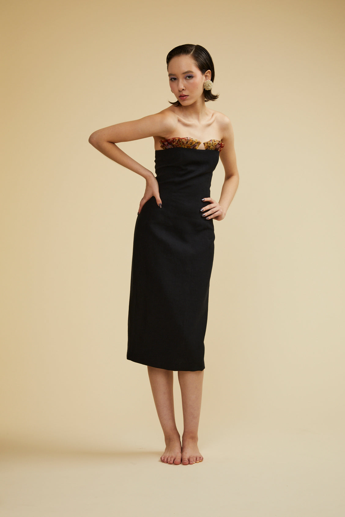 Black Organza Fan Dress