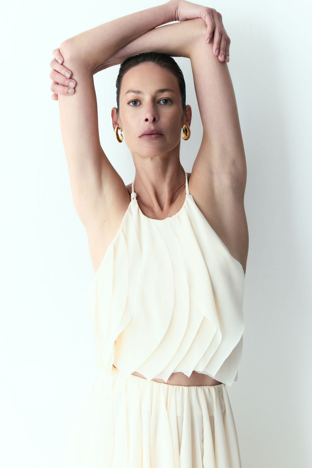 Pote Cream Layered Halter Top