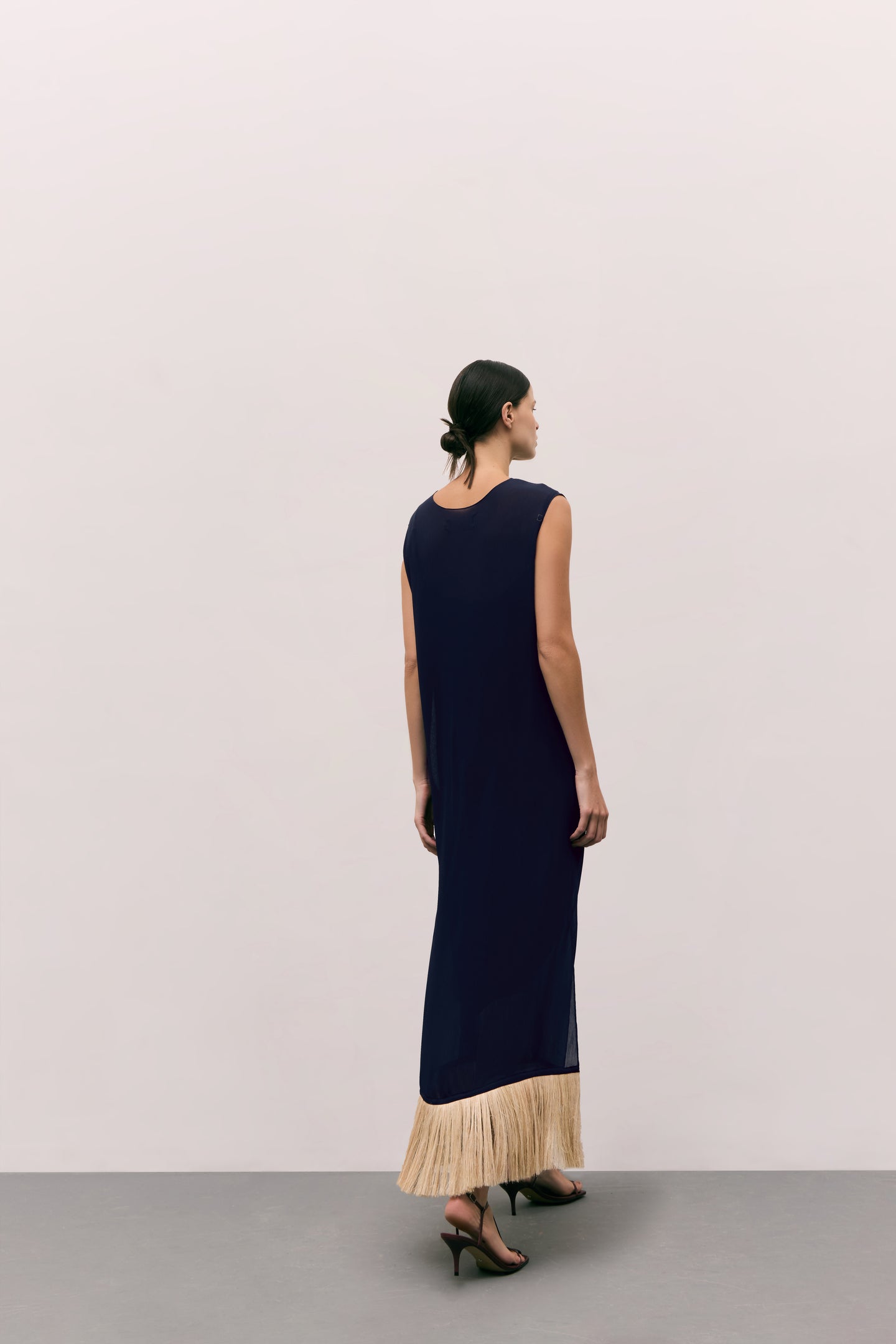 Paleas Black Banana Fiber Fringe Dress